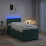 Cumpara ieftin Pat box spring cu saltea si LED Verde inchis 100 x 200 cm