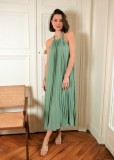 Cumpara ieftin Rochie lunga cu pliuri Verde menta 4728D M8