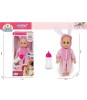 Papusa Bebe Iepuras cu Biberon, Functii (bea apa, face pipi), Ochi Inchisi, Sunete, Plastic/Cauciuc, Varsta 3 ani+