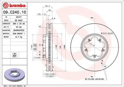 BREMBO 09.C240.10 PRIME LINE Disc frana foto