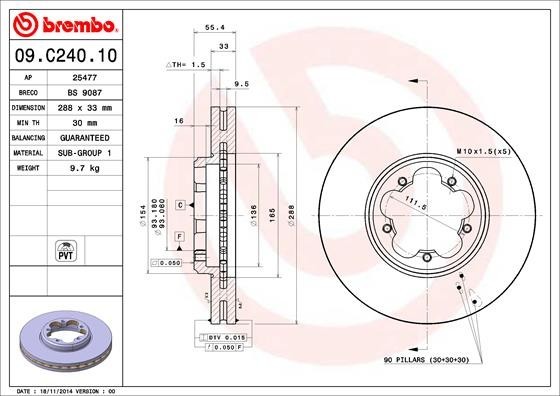 BREMBO 09.C240.10 PRIME LINE Disc frana