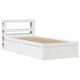 Cumpara ieftin Cadru de pat cu tablie, alb, 90x190 cm, lemn masiv pin
