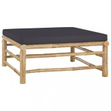 Taburet Gradina Bambus vidaXL Gri Inchis 65x65 cm cu Perna - Suport Picioare Exterior Terasa Veranda Relaxare