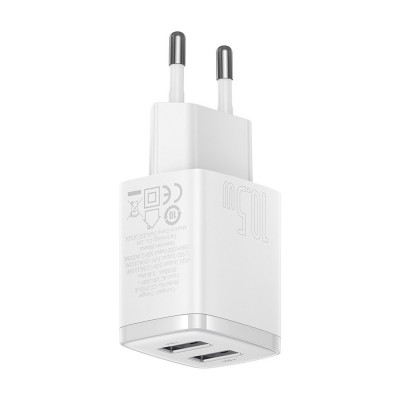 Incarcator priza 2xUSB 10.5W, Baseus (CCXJ010202), White foto