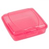 Caserolă Plastic Fără Brand, Model Fucsia, Capacitate 0,55L, Potrivit Pentru Microunde și Mașina de Spălat Vase, Dimensiuni 13x13x4 cm, Oem
