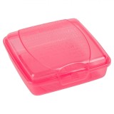 Caserolă Plastic Fără Brand, Model Fucsia, Capacitate 0,55L, Potrivit Pentru Microunde și Mașina de Spălat Vase, Dimensiuni 13x13x4 cm, Oem