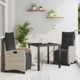 vidaXL Set de masă pentru grădină 3 pcs Gri deschis poliratan 3380456