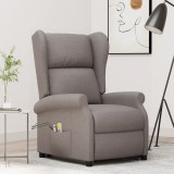 VidaXL Fotoliu de masaj cu ridicare, gri taupe, material textil