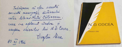N.D. Cocea - Carte cu dedicatie &amp;amp; AUTOGRAF autor Virgiliu Ene - 1966 foto
