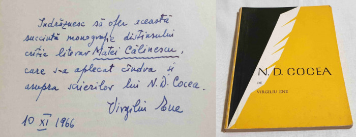 N.D. Cocea - Carte cu dedicatie &amp; AUTOGRAF autor Virgiliu Ene - 1966