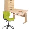 Set birou ergonomic HM Julia inaltime reglabila, unghi inclinare ajustabil, cu scaun HM Matrix negru/verde, stofa, 100 kg si dulapior rulant HM Nils,