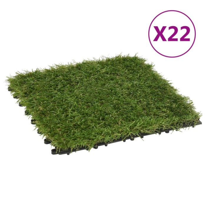 Gossi placi de iarba artificiala, 22 buc, verde, 30x30 cm