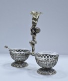 Solnita din argint si cristal, decorata cu amoras, Italia, Secol XIX