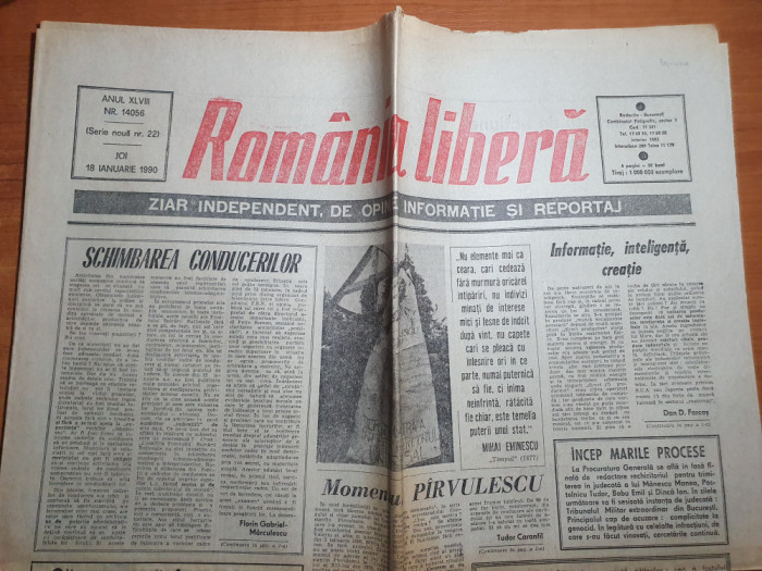 romania libera 18 ianuarie 1990-articolul momentul parvulescu