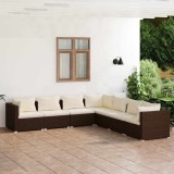 Cumpara ieftin Set mobilier de grădină cu perne, 7 piese, maro, poliratan