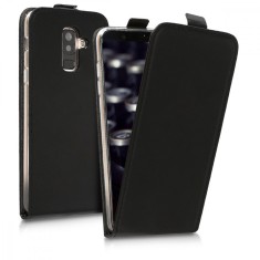 Husa pentru Samsung Galaxy A6 Plus, Piele ecologica, Negru, 45882.01