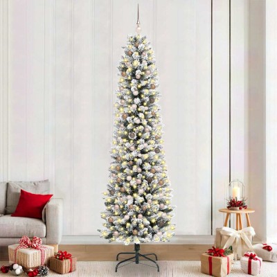 vidaXL Brad de Crăciun artificial Alb 240 cm PVC și metal și plastic 3396127 foto
