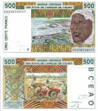 STATELE VEST AFRICANE (TOGO) 500 francs (1996-2002) UNC!!!
