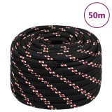 VidaXL Fr&acirc;nghie de barcă, negru, 20 mm, 50 m, polipropilenă