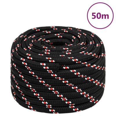 vidaXL Fr&amp;acirc;nghie de barcă, negru, 20 mm, 50 m, polipropilenă 152368 foto