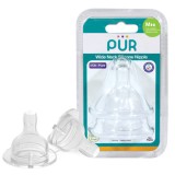 PUR 3256 &ndash; SET TETINE SILICON PENTRU BIBERON CU GURA LARGA &ndash; MARIME M, 3-6, ROYAL INDUSTRIES-THAILANDA