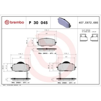 Placute frana Hyundai I20 I (Pb Pbt) 08.08-12.15, I20 2 (Gb Ib) 11.14-08.21, I20 2 Hatchback Van (Gb Ib) 11.14-, Fata, BREMBO foto