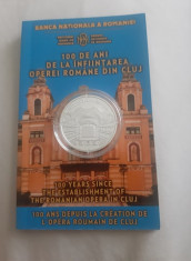 Moneda Argint 2019 ,10 Lei proof - 100 de ani Opera Romana din Cluj foto