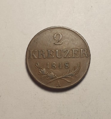 2 Kreuzer 1848 A Piesa Frumoasa foto