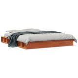 Gossi cadru pat fara saltea, maro ceruit, 160x200 cm, lemn masiv pin