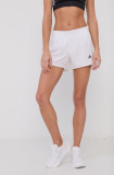 Adidas Performance Pantaloni scurți femei, culoarea alb, material neted, medium waist