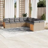 vidaXL Set canapele de grădină cu perne, 10 piese, bej, poliratan 3260435