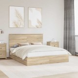 Cumpara ieftin Pat cu storage Stejar Sonoma 160 x 200 cm Lemn prelucrat
