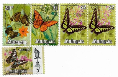 Malaezia - Fluturi, 1970-1971 - valori obliterate foto