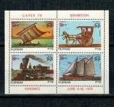 Filipine 1978 - Expo Capex, transport, tren, vapor, bloc dantelat neuzat