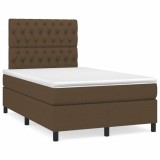 vidaXL Pat cu arcuri, saltea și LED, maro &icirc;nchis, 120x190 cm, textil 3270221