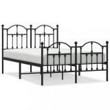 Cumpara ieftin Cadru pat metalic cu tablie de cap/picioare, negru, 120x190 cm