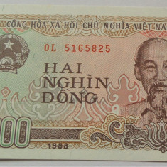 BANCNOTA COMUNISTA 2000 DONG - VIETNAM, anul 1988 *cod 815 = UNC