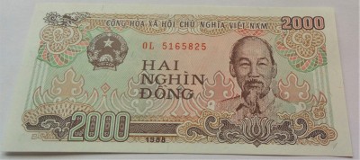 BANCNOTA COMUNISTA 2000 DONG - VIETNAM, anul 1988 *cod 815 = UNC foto
