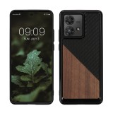 Husa Kwmobile pentru Motorola Edge 40 Neo, Maro/Negru, Lemn, KWM000022NW001C, Silicon, Carcasa