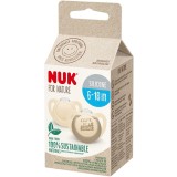 Suzeta de silicon NUK For Nature, crem, 6-18 luni, 2 buc
