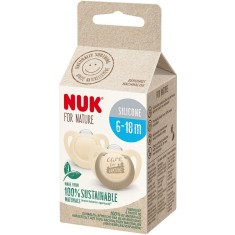 Suzeta de silicon NUK For Nature, crem, 6-18 luni, 2 buc