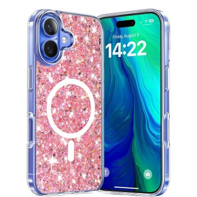 Techsuit - Sparkly Glitter MagSafe - iPhone 16 Plus - Pink foto