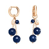 Cumpara ieftin Cercei Argint 925 Placat Aur cu Agat Albastru Safir Cherry, 4cm. Bijuterii Fashion Inelare Dama, Cutie Cadou inclusa, Made in Italy