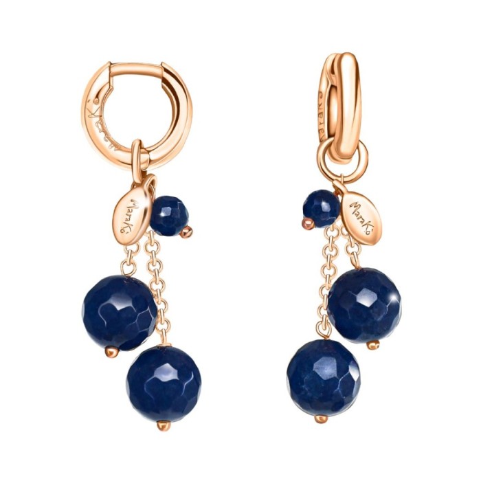 Cercei Cherry cu pandantive din agat albastru safir