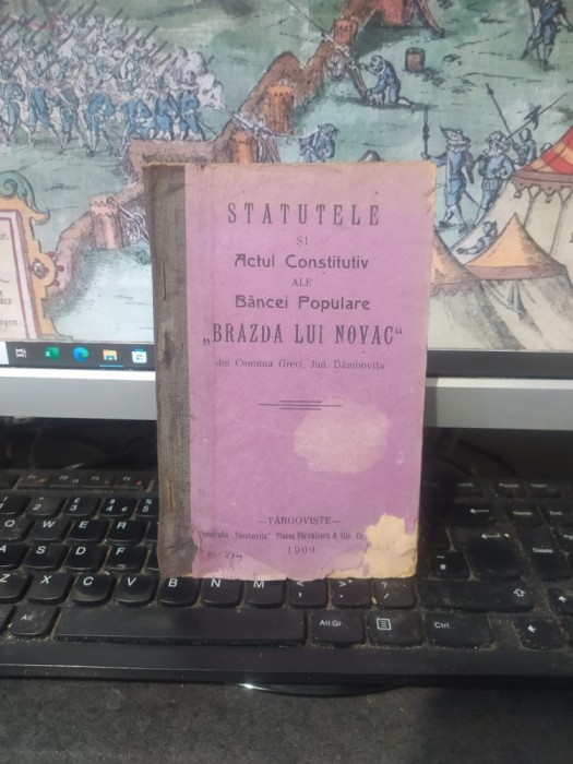 Statutele și Actul constitutiv ale Băncei Populare ,Brazda lui Novac din com. Greci, jud. D&acirc;mbovița, azi sat &icirc;n com. Petrești, Targoviște 1909, 195