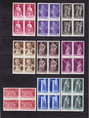 ROMANIA 1960 LP 513 SCULPTURI DIN ARTA NATIONALA BLOCURI DE 4 TIMBRE MNH foto