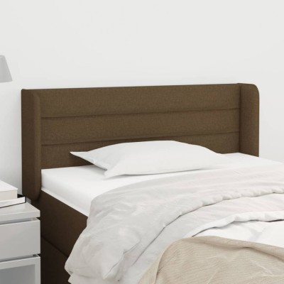 vidaXL Tăblie de pat cu aripioare maro &amp;icirc;nchis 103x16x78/88 cm textil foto