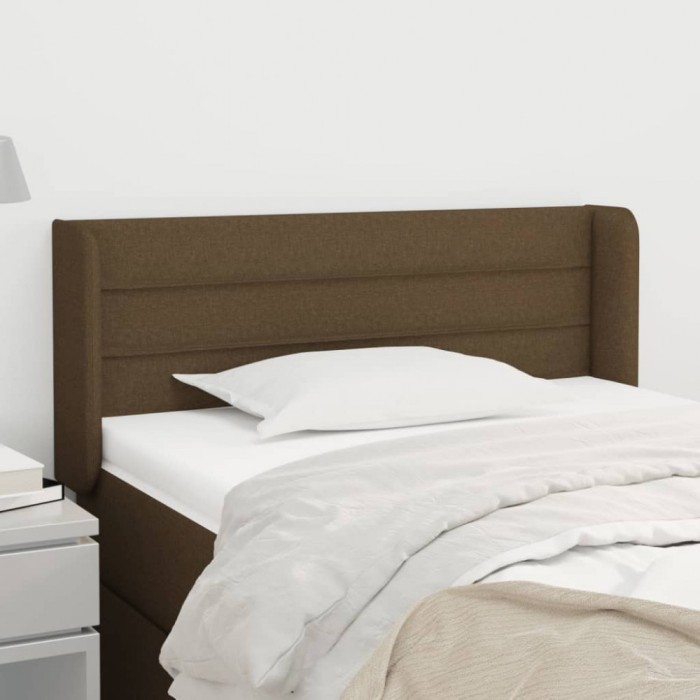 vidaXL Tăblie de pat cu aripioare maro &icirc;nchis 103x16x78/88 cm textil