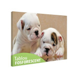 Cumpara ieftin Tablou canvas fosforescent Bulldog Puppies, 52x90 cm, RESIGILAT