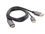 Cablu LANBERG DisplayPort - HDMI - USB A 1m negru PVC 4K UHD